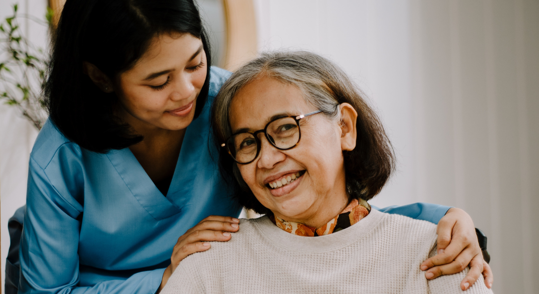 grandma in wheelchair with grand daughter